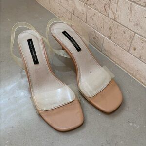 French Connection Nude and Clear Heels